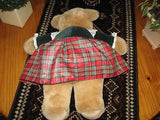 Merison Retail Holland Lady Bear Plaid Velvet Dress