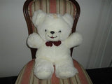 Vintage Large White Teddy Bear Plush with Bowtie 20" Best Made Toys Toronto