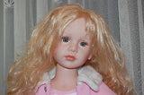 Vinyl Fabric Girl Doll Blonde Hair w Steiff Bear Large 90cm - 35in