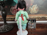 Antique Japan Asian Chinese Celluloid Doll Original Silk Outfit Hand Painted