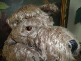 Antique 1950s Merrythought UK REGD Label Dog Pajama Case Mohair Glass Eyes 23 in