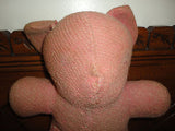 Antique 1940's Pink Gund Bear with Tail 11 inch Curly Plush Squeaker inside RARE