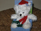 Christmas Miniature Bears Box Set of 3 White Brown 5 Inch D.S. Nicholass LTD UK