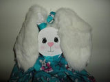 Handmade One of a Kind Wooden Rabbit Real Fur Ears Handpainted Wood 18 inch
