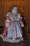 Vintage Porcelain Doll Silk Dress 45 CM 1960s Very RARE