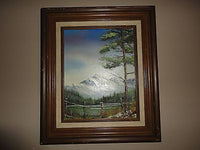 Original Oil Painting Mountains Signed MAILLET Canadian Artist Framed 14.5x13.5
