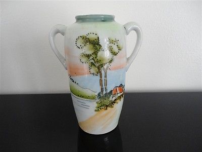 Antique Japanese Vase Urn Hand Painted Scene 5 inch