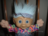 Original Treasure Troll Doll 14" Blue Jewel Ace Novelty