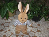 Dutch Bunny Rabbit Plush In Overalls RARE 12.5 Inch Brown Stuffed Animal Plush