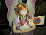 Fairy Cloth Doll Handpainted Face Holding Bunny NEW w Tags Seasons Collections