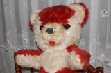 Antique 1930s Germany Red Panda Bear Red White Silk Plush LARGE 30 inch 76cm