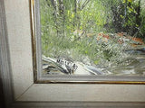 Original Oil Painting Cabin Woods Signed MAILLET 87 Canadian Artist Framed 13x11