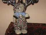 Vintage German Woolen Jointed Bear w Hammer