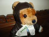 Harrods Aviator Pilot Teddy Bear Vinyl Flight Suit 12" Retired London UK Vintage