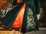 CELTIC Ireland Porcelain DOLL Redhead Velvet Satin Costume Dress 17in. Stand