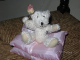 UK Small White Jointed Bear Pink Pillows With Rose
