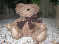 Boyds Brown Teddy Bear Plush Jointed Plaid Bow 9 Inch J.B. Bean Series 1999