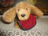 Gund 1986 Puppy Dog Plush Lumberjack Plaid Bib 9 inch