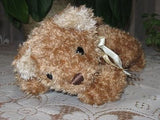 Anna Club Plush Holland Brown Soft Laying Teddy Bear Yellow Bow 11 Inch