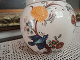 Vintage SADLER STAFFORDSHIRE England Porcelain Jar w Lid Painted Birds & Floral