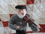Vintage Handmade Country Old Man Play Fiddle Figurine