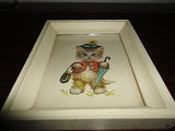 Antique 1956 Donald Art Co NY Print #1809 CAT KITTEN Original Frame