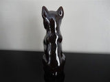 Vintage Japan Clay BOXER DOG Figurine Statue Green Jeweled Eyes 5.75 Inch