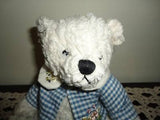 White Corduroy Girl Bear Gingham Jacket with Flowers and Bees