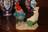 Rien Poortvliet Classic David the Gnome Kabouter Statue Evert with Pig Chair