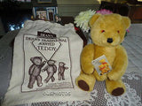 Dean's Rag Book UK London Gold Mohair Trad. Teddy Bear in Pouch Bell in Ear