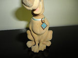 Vintage Scooby Doo Nodder Bobble Head Figurine Fuzzy Felt Body Metal SD Dog Tag