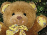 Anna Club Plush Vintage Brown Teddy Bear 10 Inch Yellow Fabric Paw Pads 1980s