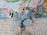 OOAK Woolen TEDDY BEAR Canada Artist Gingham Clothes 18 inch