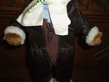 Harrods Aviator Pilot Teddy Bear Vinyl Flight Suit 12" Retired London UK Vintage