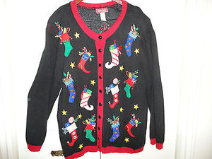 Womans Knitted Famous UGLY CHRISTMAS SWEATER Size 3X Vintage Sun Li Joy