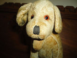 Antique Dog 1940s Silk Mohair 7 Inch Glass Eyes Straw Stuffed Wire Poseable Legs