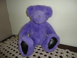 Gund 1992 Purple Teddy Bear Black Vinyl Paw Pads