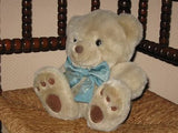 Chosun Sample Beige Teddy Bear Plush 9 Inch Sitting Blue Bow