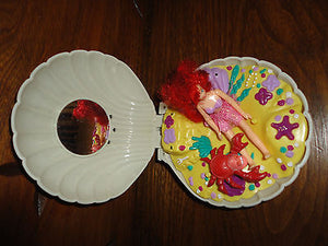 Disney LITTLE MERMAID ARIEL Doll & SEBASTIAN Crab Toy Clam Shell Set Irwin 1992