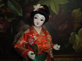 Vintage Japanese Geisha Figurine on Wooden Stand 12 inch