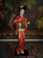 Vintage Japanese Geisha Figurine on Wooden Stand 12 inch