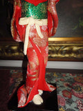 Vintage Japanese Geisha Figurine on Wooden Stand 12 inch