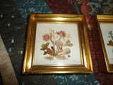 Tyrol Austria Artwork Artist Original Handmade Dried Flowers Framed Set of 2 VTG