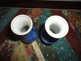 Antique VTG 2 Chinese Oriental Porcelain Vases Hand Painted Blue White 4 inch