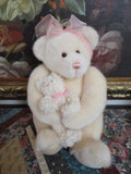 Gund Mother Bear Holding Baby 46238 Cream Plush 14 inch Brocade Backpack