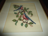 Vintage Eaton Co. Canada Picture Dept Original Needlepoint Birds Framed Art