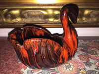 Vintage SWAN Figurine Dish Canuck Pottery Quebec Labelle PQ 4x5 inch Art Deco