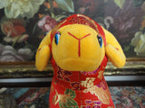 Asian Chinese Year of the Ram Shiny Satin Velvet RAM Stuffed Animal 9.5 inch