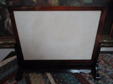 Antique Chinese Artist Hand Painted Marble in Rosewood Framed Stand 12x14 inch