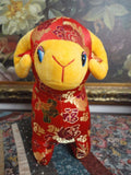 Asian Chinese Year of the Ram Shiny Satin Velvet RAM Stuffed Animal 9.5 inch